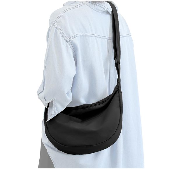 Nylon Crossbody Crescent Bag Men Fashionable Shoulder Bag With :') - Picture 1 of 6